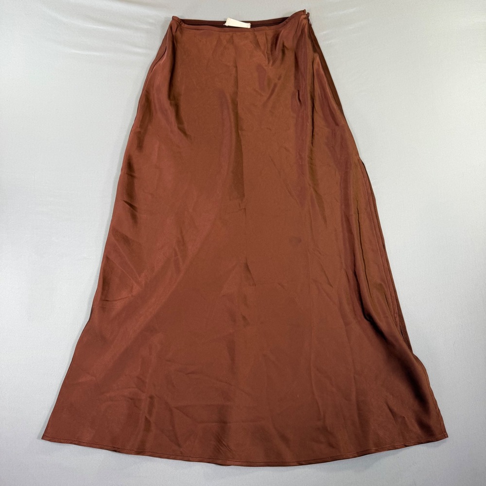 Altar'd State Midi Skirt Womens XS Rust Brown Satin Whimsigoth Quiet Luxury